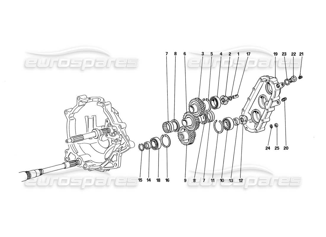 ferrari 328 (1988) trasmissione del cambio diagramma delle parti