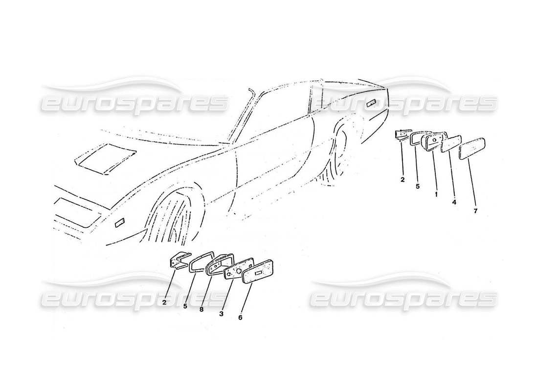 ferrari 365 gtc4 (coachwork) lato - indicatori per usa-canada-giappone schema parte