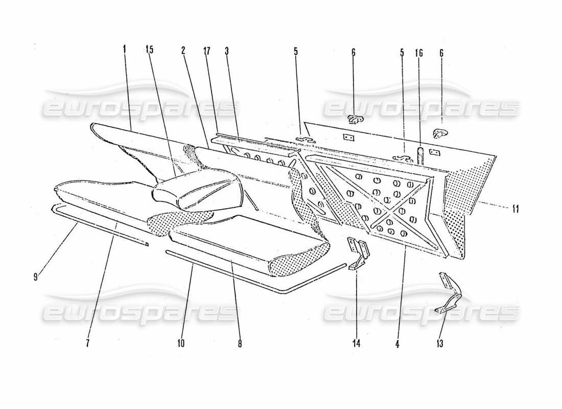 ferrari 365 gtc4 (coachwork) sedili posteriori diagramma delle parti