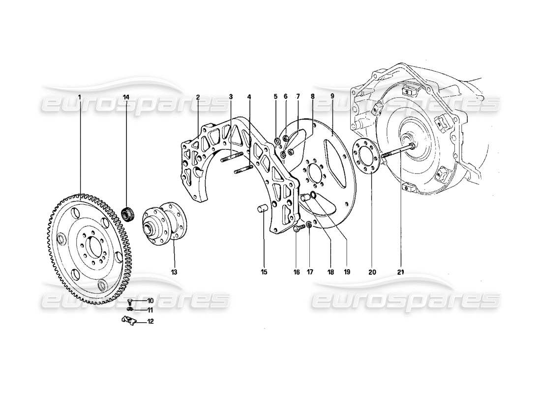 ferrari 412 (mechanical) volano motore e distanziale alloggiamento frizione - 412 a. diagramma delle parti