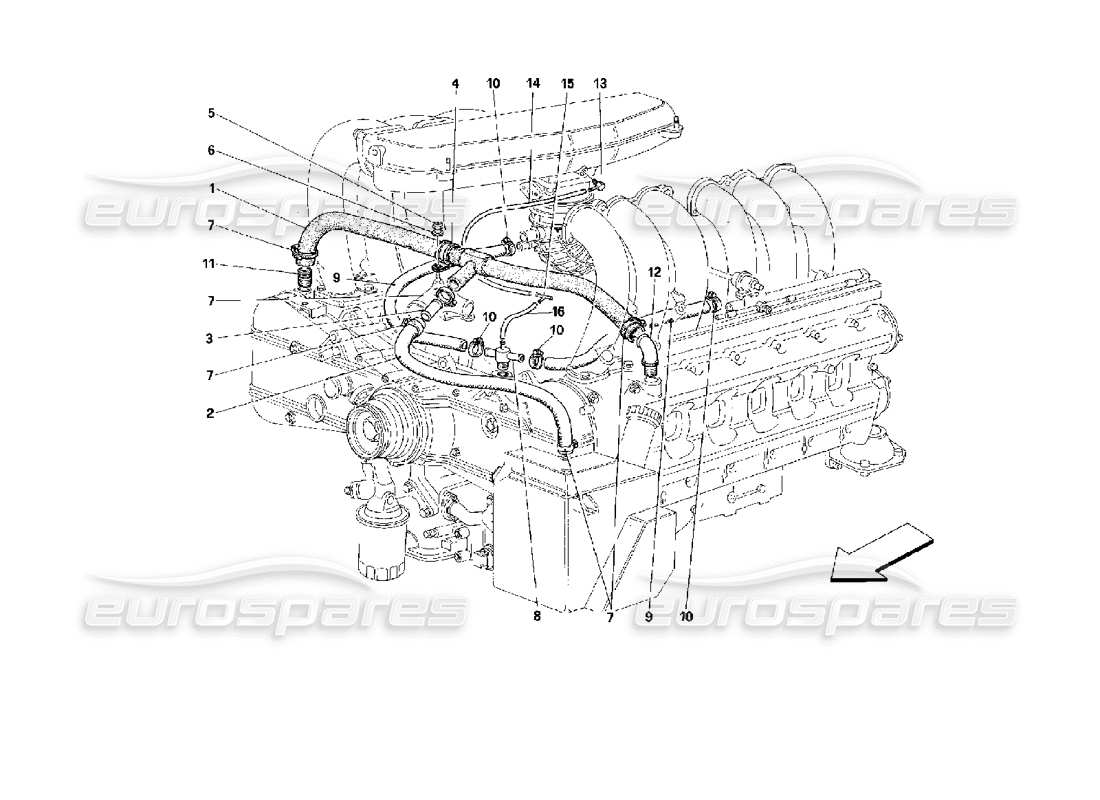 ferrari 512 tr colpo: diagramma delle parti del sistema