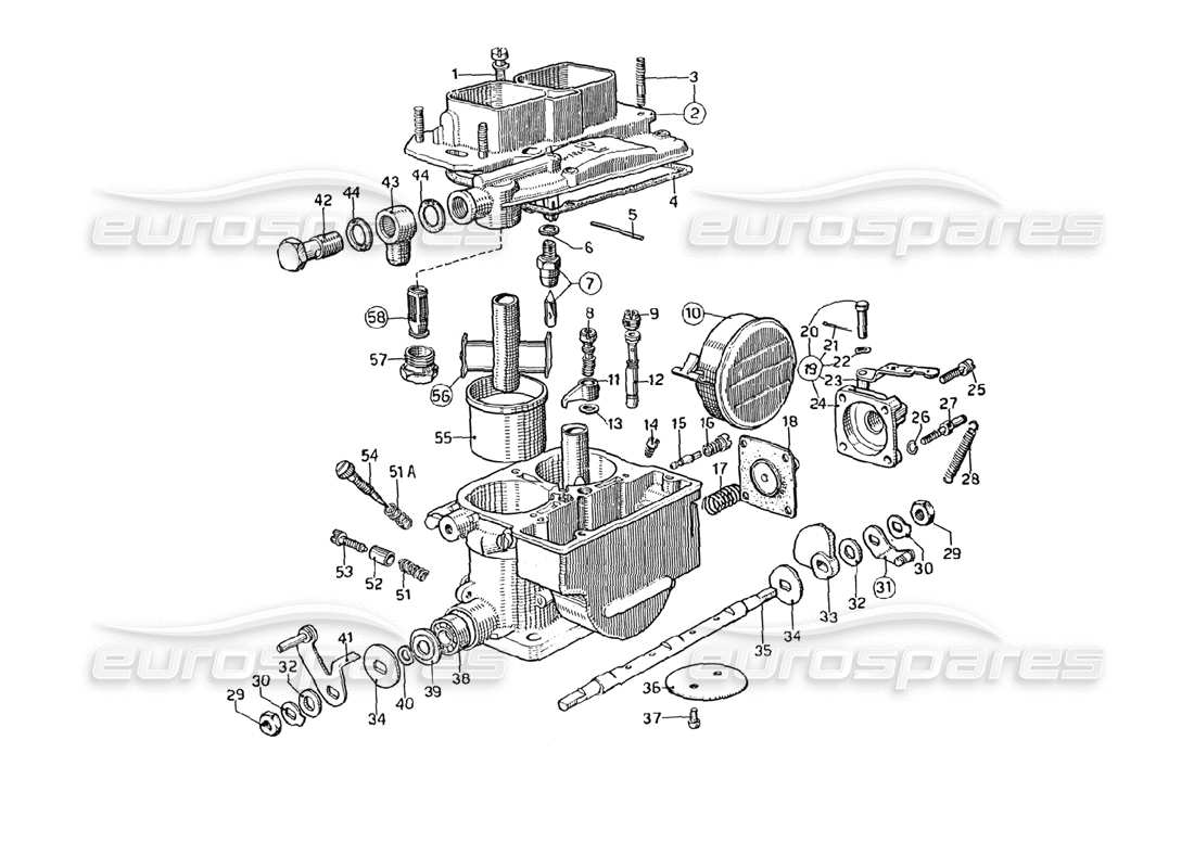 ferrari 275 gtb4 diagramma delle parti del carburatore weber (40 dcn 17).