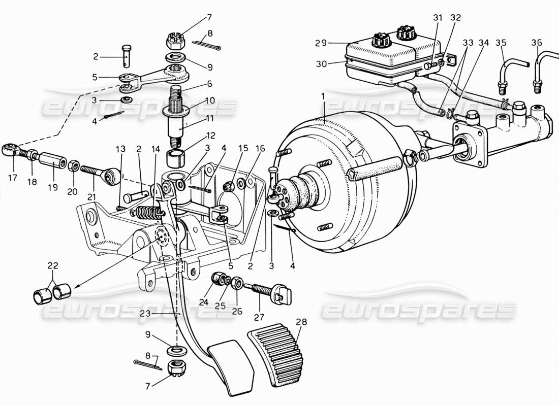 ferrari 206 gt dino (1969) diagramma delle parti del controllo idraulico del freno