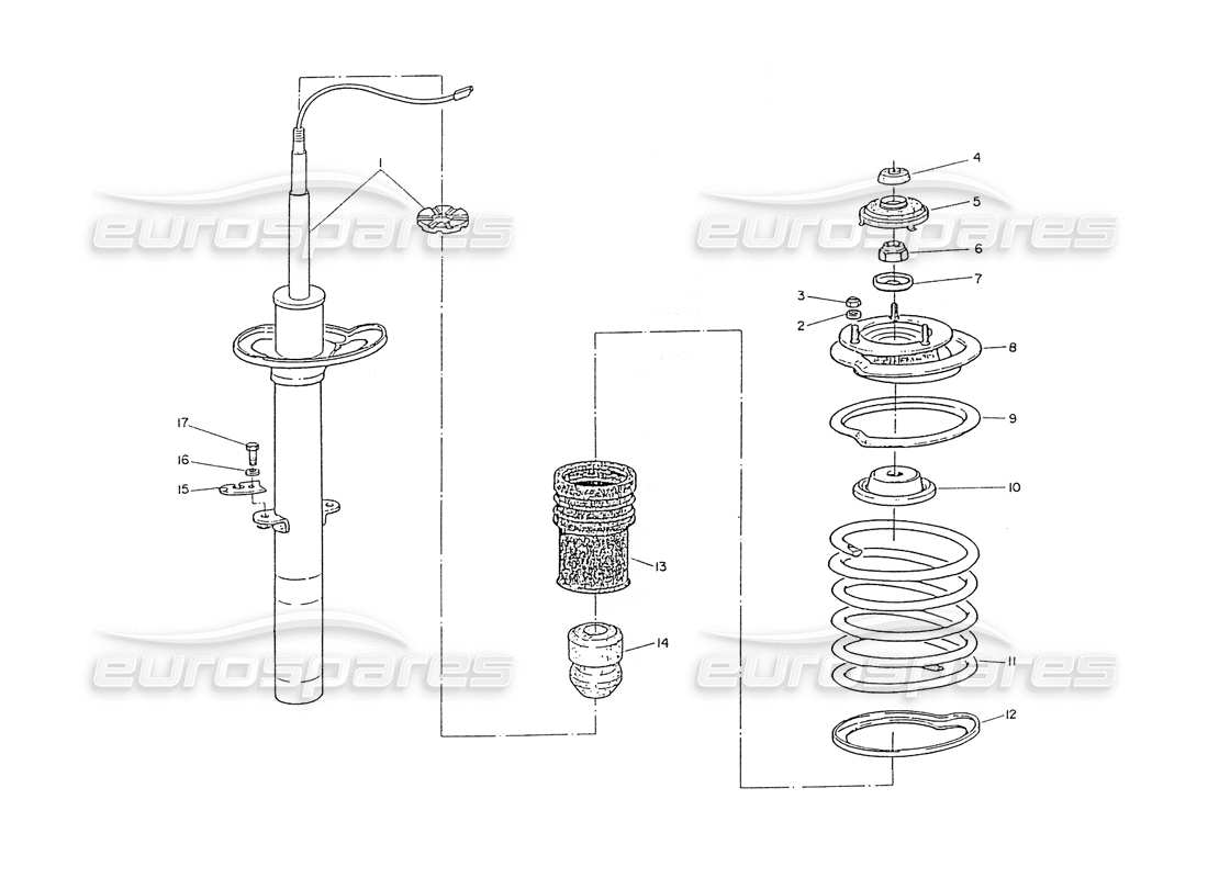 maserati ghibli 2.8 (non abs) ammortizzatore anteriore diagramma delle parti