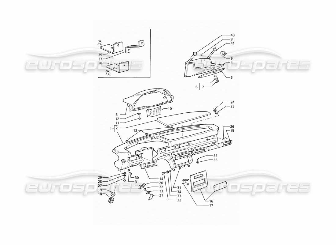 maserati ghibli 2.8 (abs) schema delle parti del quadro strumenti (guida a sinistra).