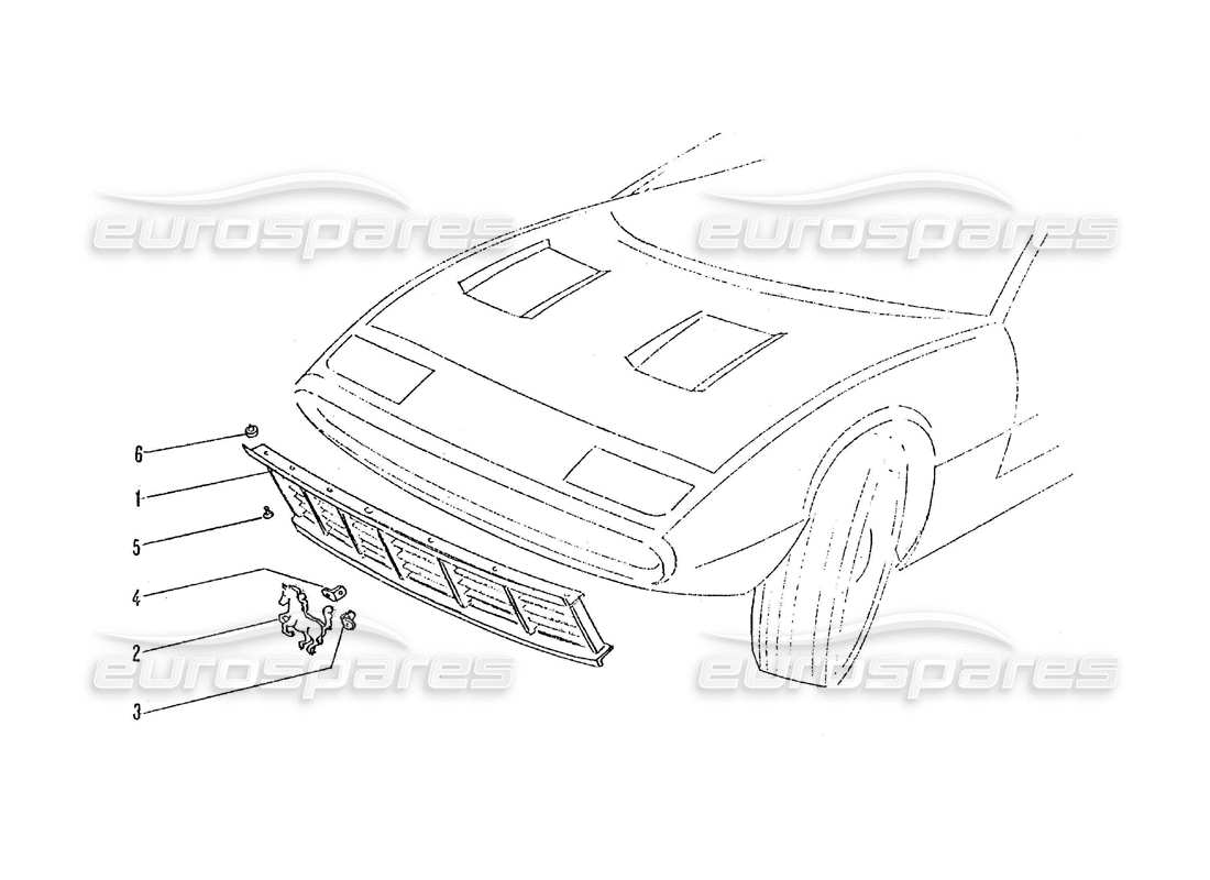 ferrari 365 gtc4 (coachwork) griglia anteriore diagramma delle parti