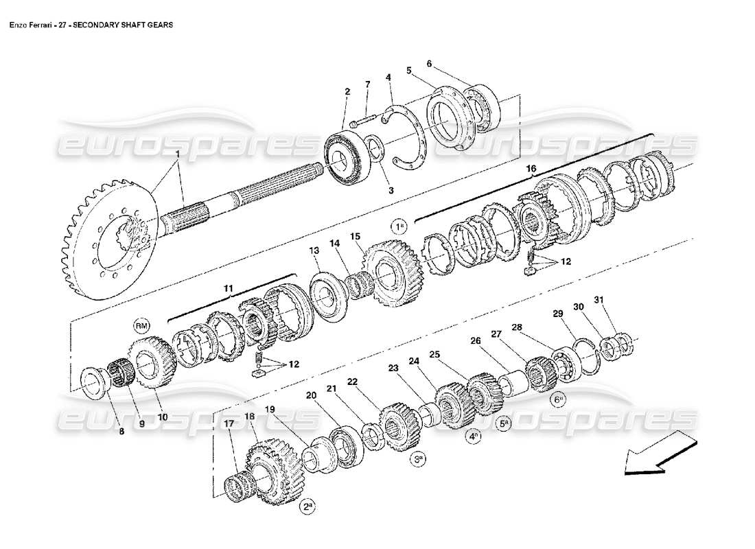 ferrari enzo ingranaggi dell'albero secondario schema delle parti