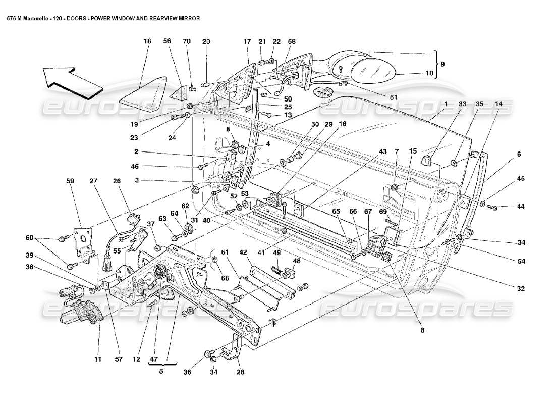 ferrari 575m maranello porte alzacristallo elettrico e specchietto retrovisore diagramma delle parti