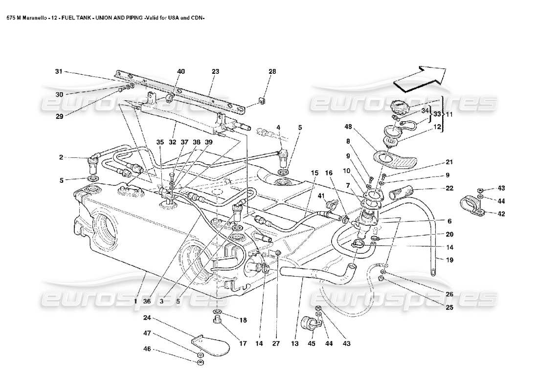 ferrari 575m maranello raccordo e tubazione del serbatoio del carburante non per usa e cdn diagramma delle parti