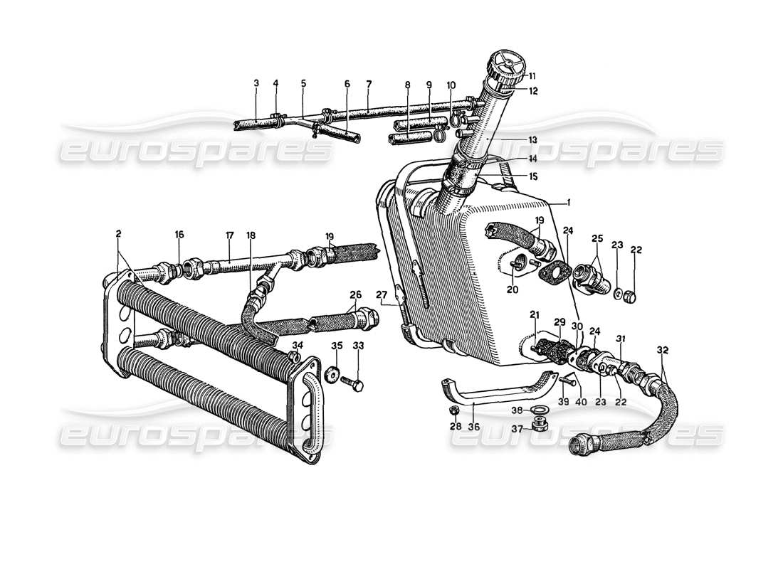 ferrari 275 gtb4 diagramma delle parti del serbatoio dell'olio e dei tubi