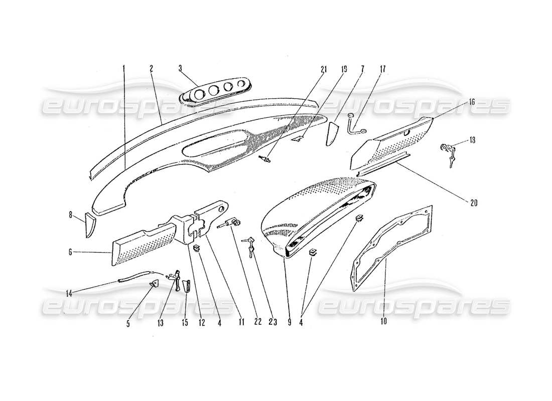 ferrari 365 gtc4 (coachwork) diagramma delle parti del cruscotto