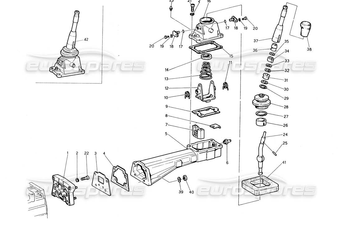 maserati biturbo spider trasmissione - diagramma delle parti comandi esterni