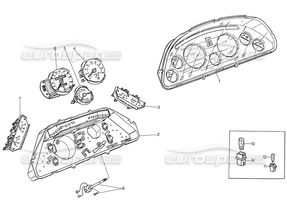 maserati biturbo spider strumentazione diagramma delle parti