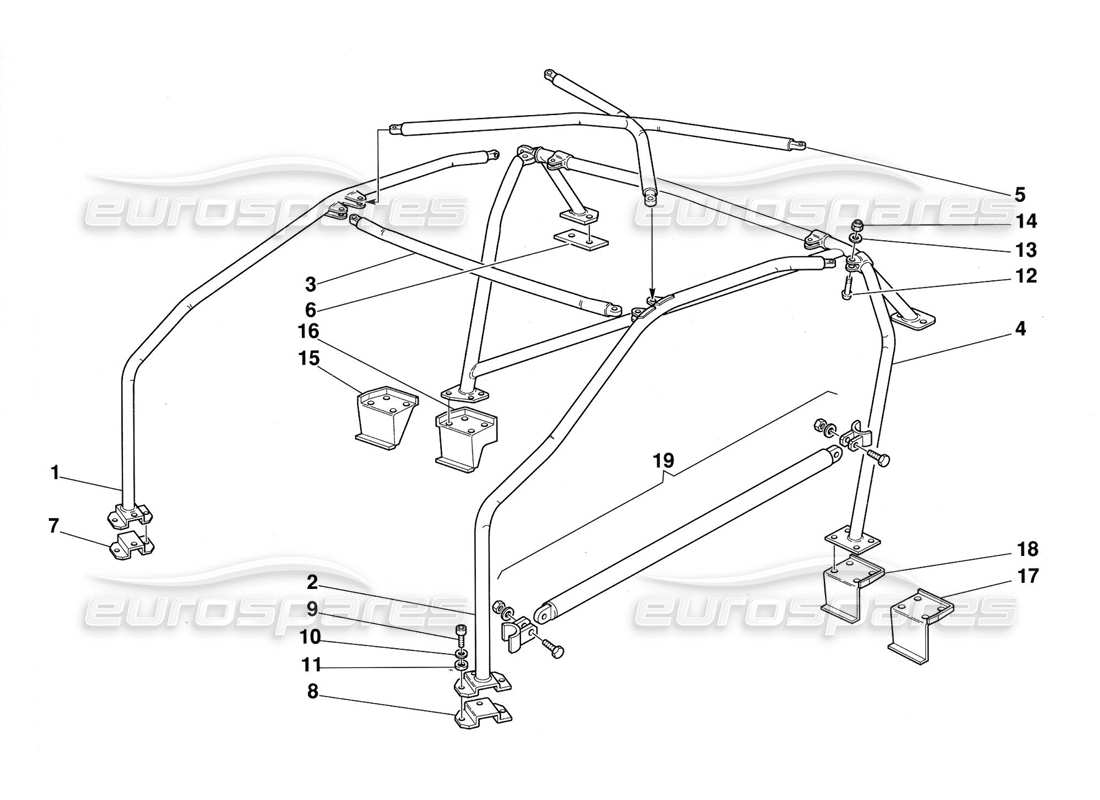 ferrari 348 challenge (1995) diagramma delle parti del roll bar