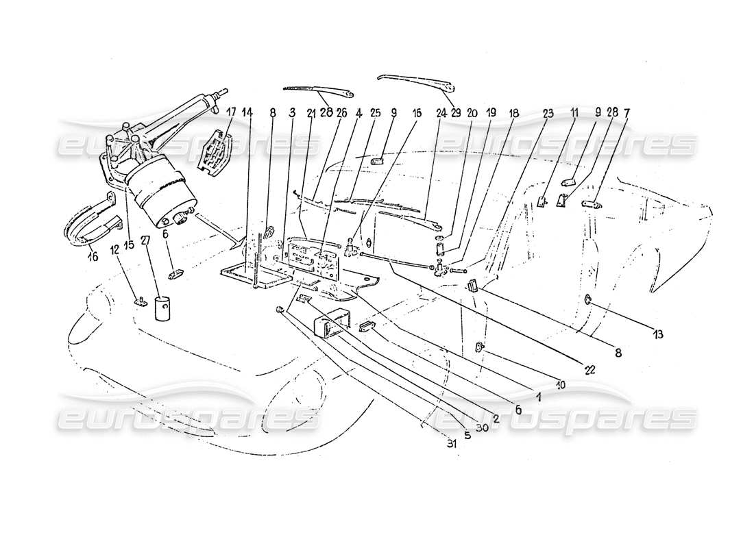 ferrari 365 gt 2+2 (coachwork) tergicristalli elettrici diagramma delle parti