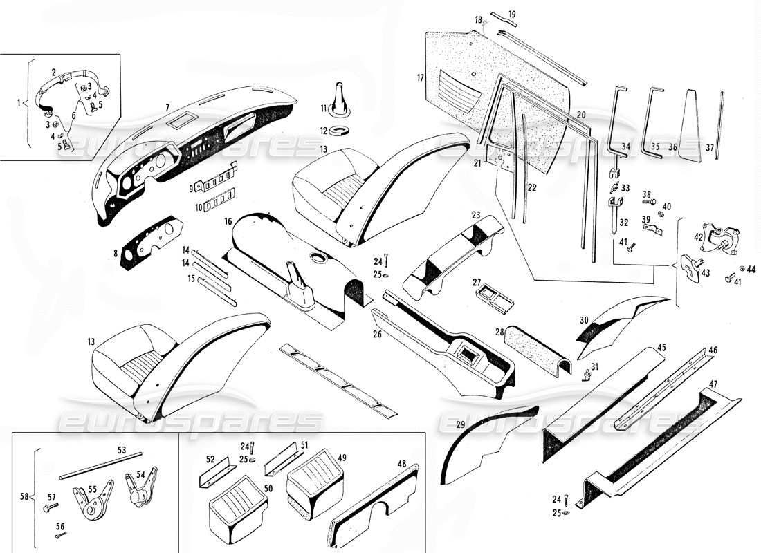 maserati mistral 3.7 corpo (variazioni per 109-a) diagramma delle parti