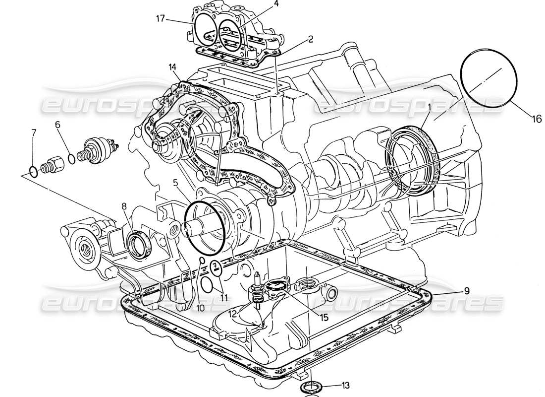 maserati 222 / 222e biturbo diagramma delle parti di guarnizioni e paraolio per la revisione del blocco