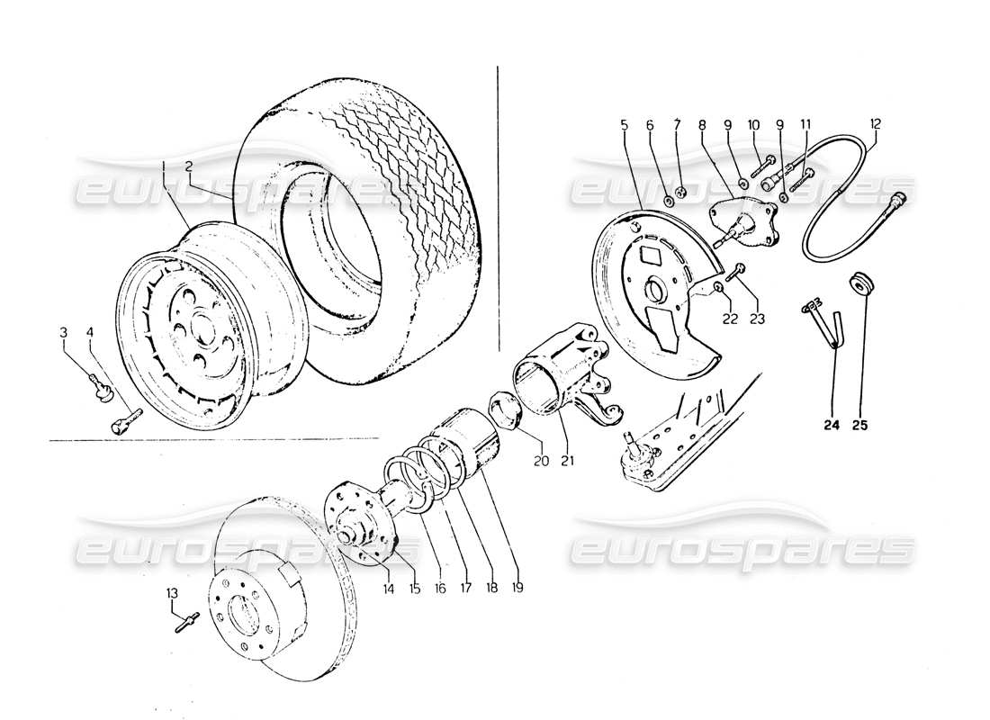lamborghini urraco p250 / p250s sospensioni anteriori diagramma delle parti