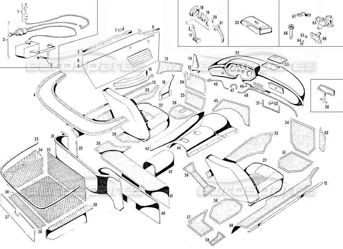 maserati mistral 3.7 sedili e tappezzeria (b) schema delle parti