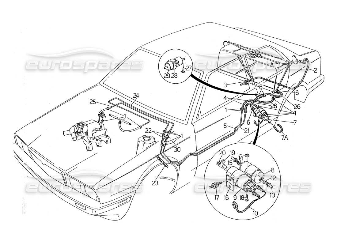 maserati 2.24v diagramma delle parti dei tubi del carburante