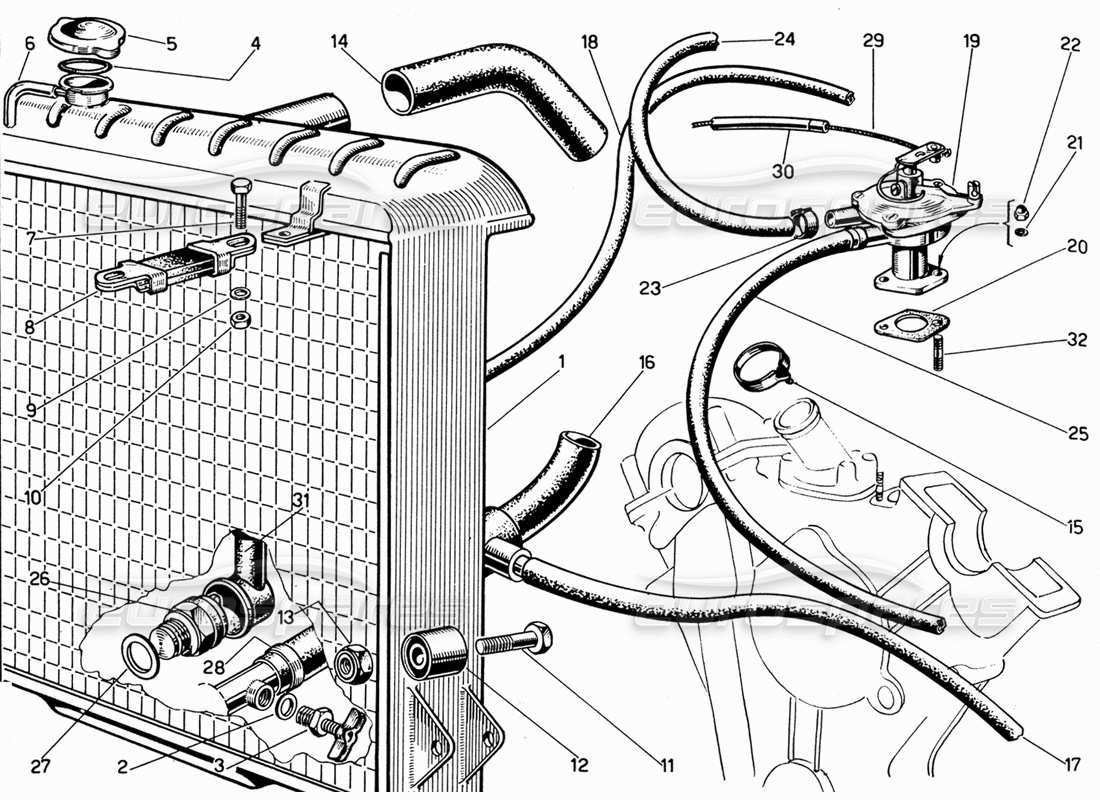 ferrari 330 gt 2+2 radiatore ad acqua diagramma delle parti