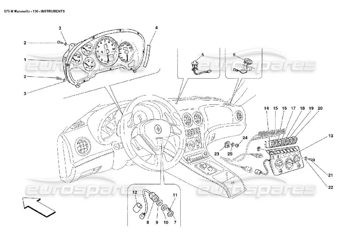 ferrari 575m maranello diagramma delle parti degli strumenti