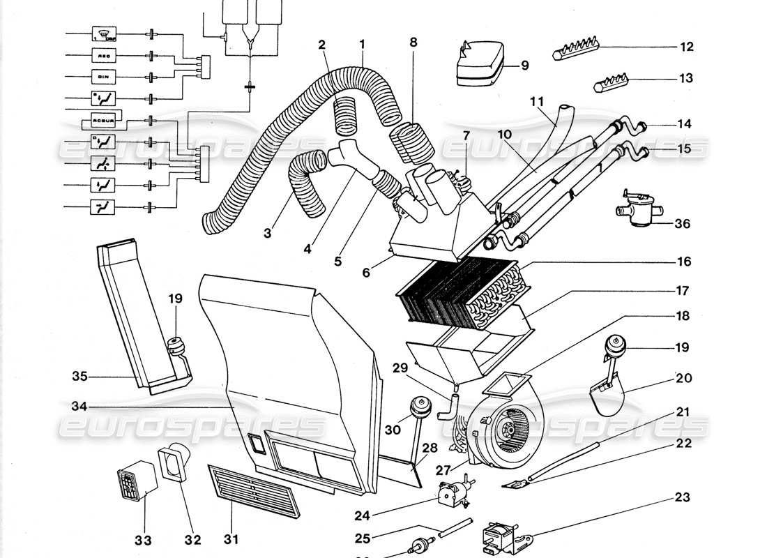 lamborghini lm002 (1988) diagramma delle parti del condensatore dell'aria condizionata