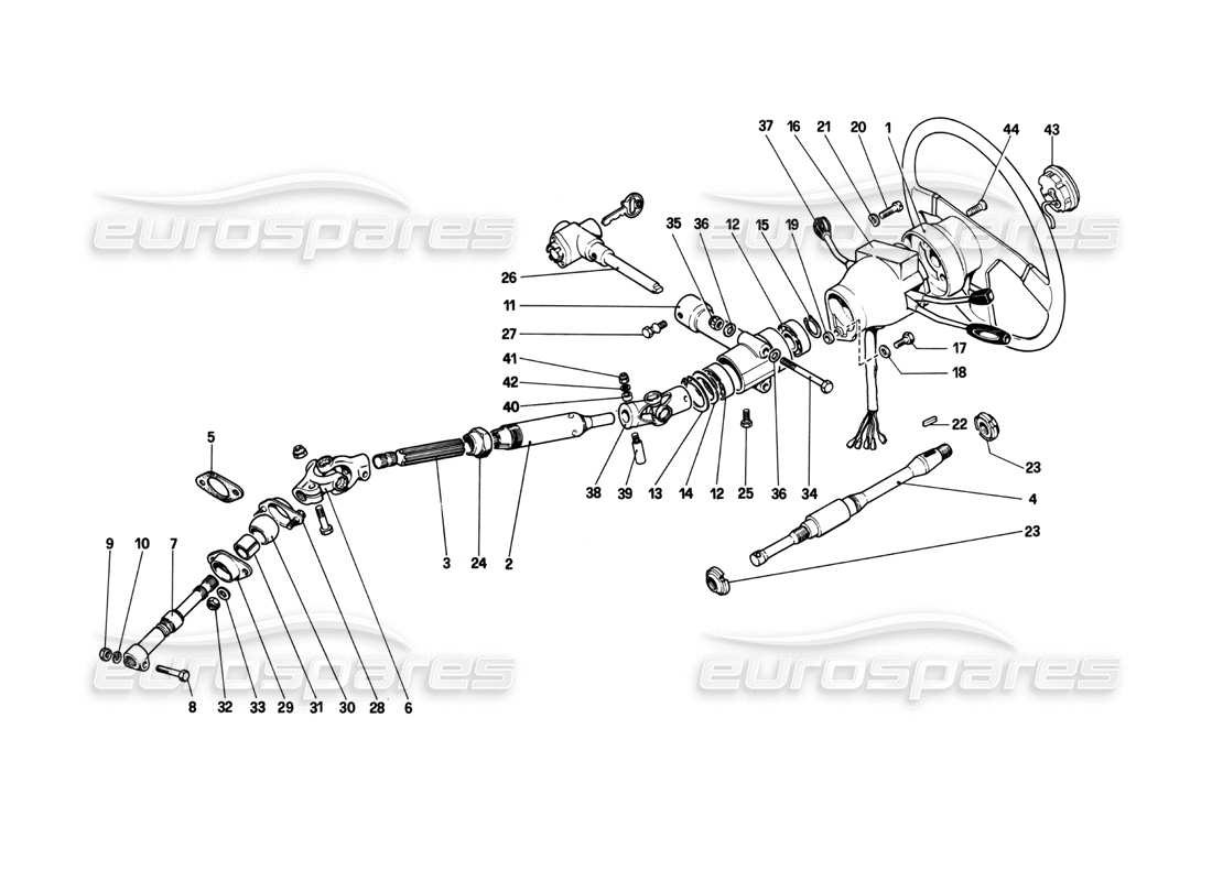 ferrari 208 turbo (1982) piantone dello sterzo diagramma delle parti
