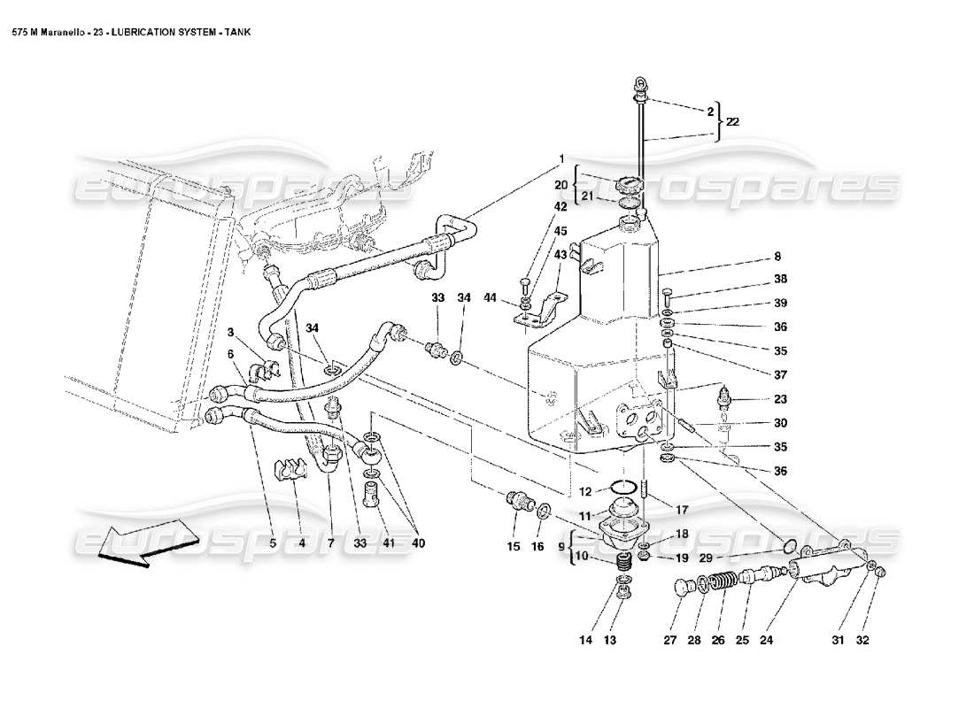 ferrari 575m maranello diagramma delle parti del serbatoio del sistema di lubrificazione