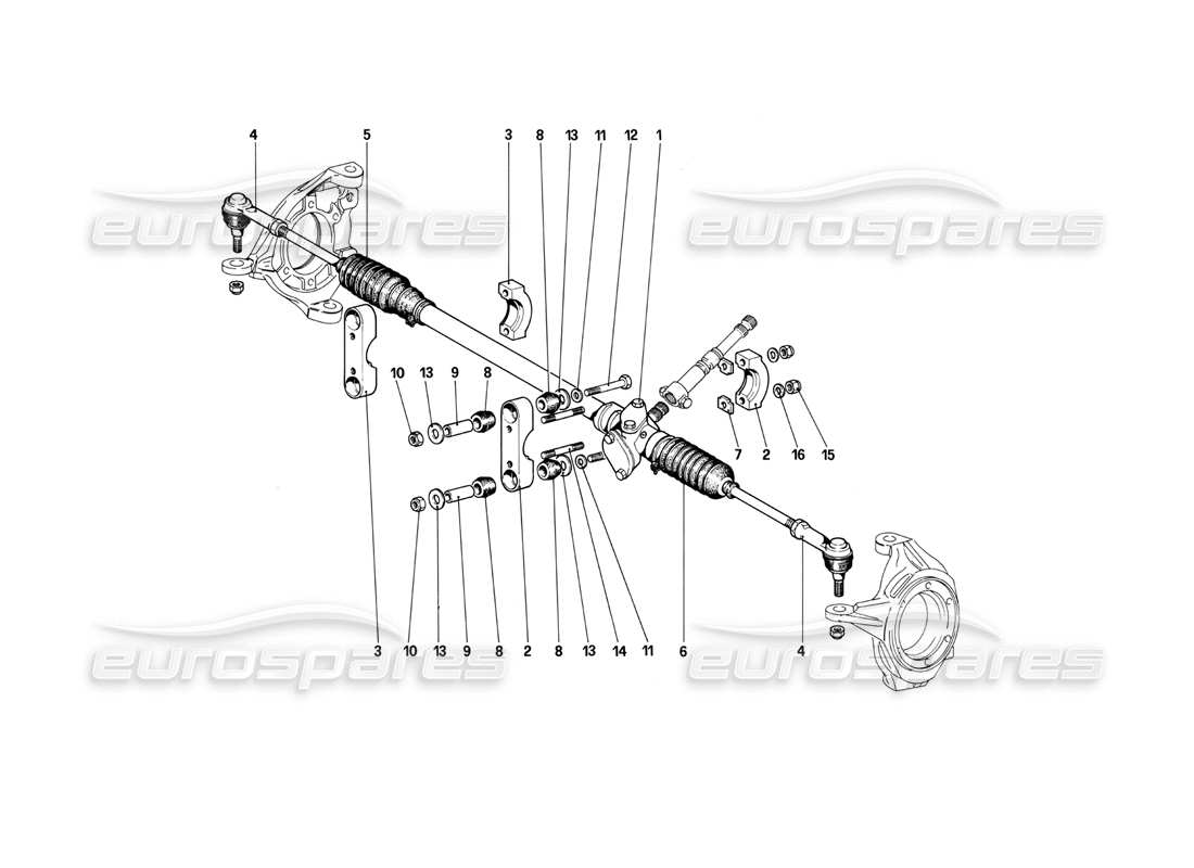ferrari mondial 3.0 qv (1984) scatola sterzo e collegamento diagramma delle parti