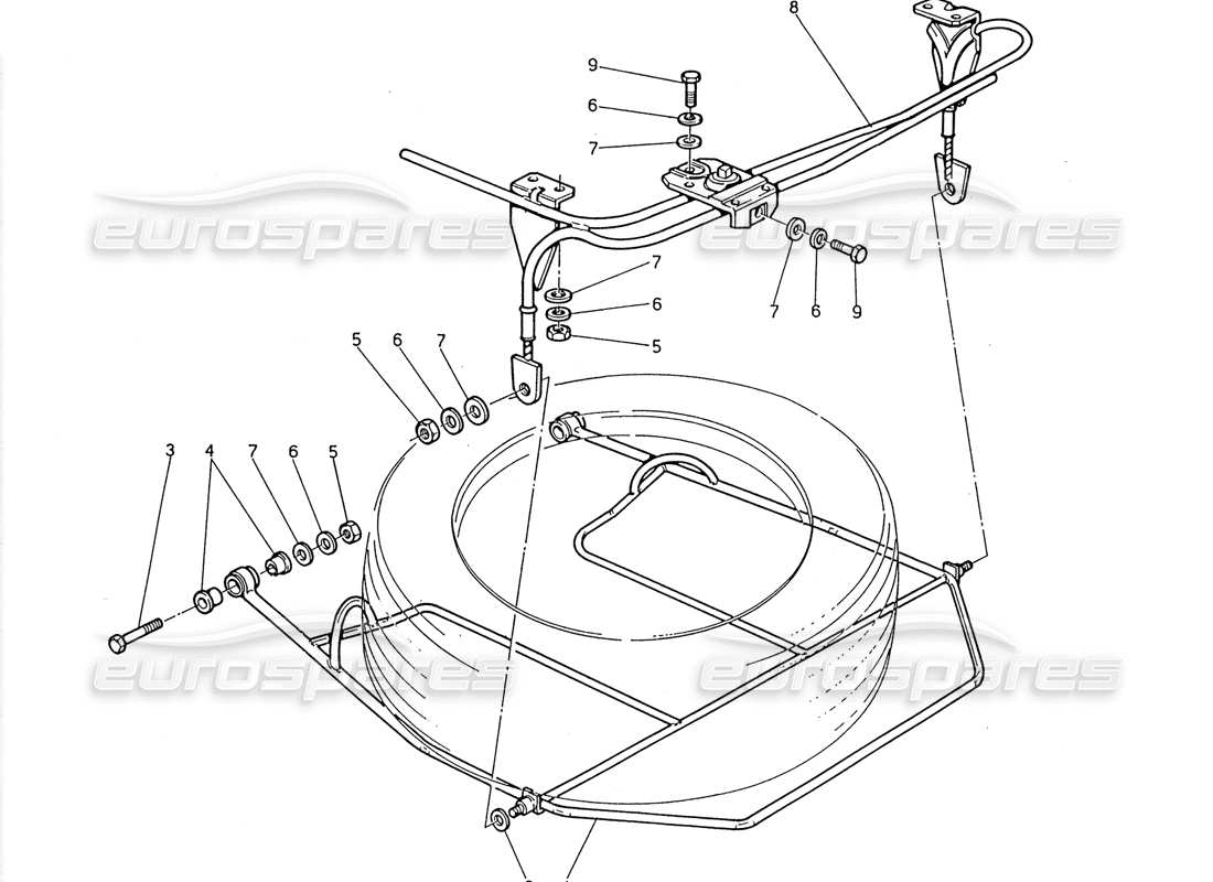 maserati 2.24v schema delle parti del dispositivo di sollevamento della ruota di scorta