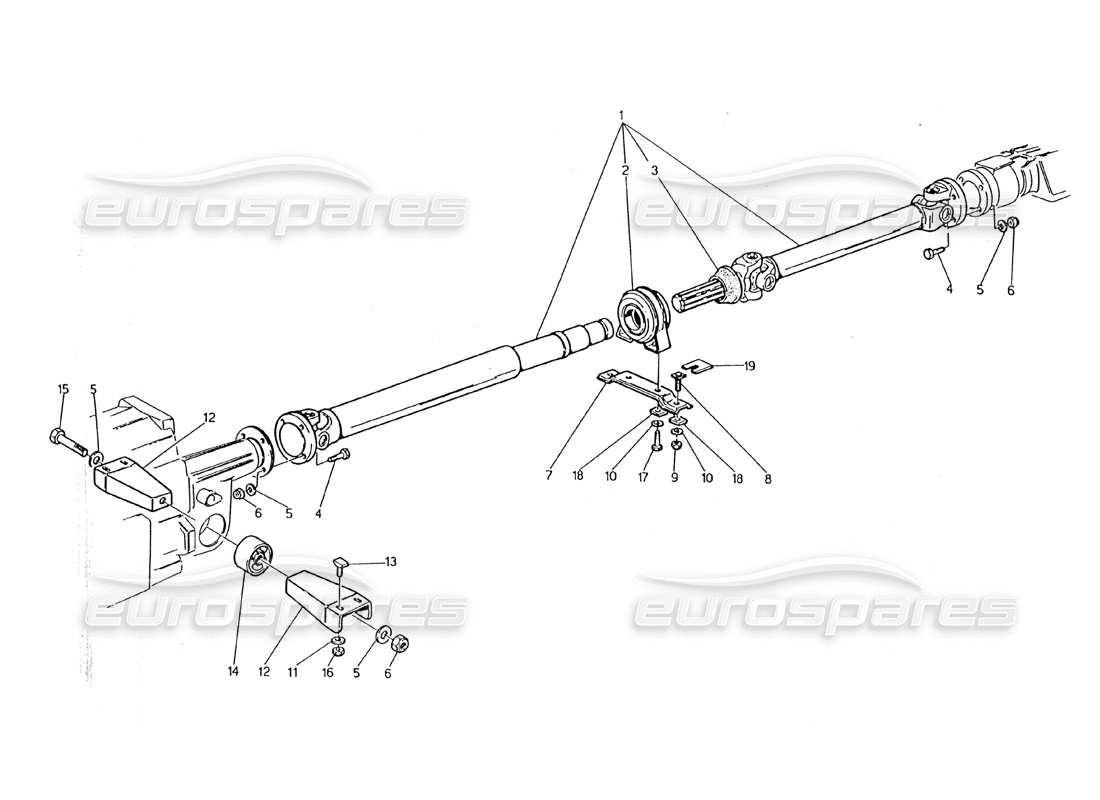 maserati 2.24v diagramma delle parti dell'albero dell'elica e del supporto