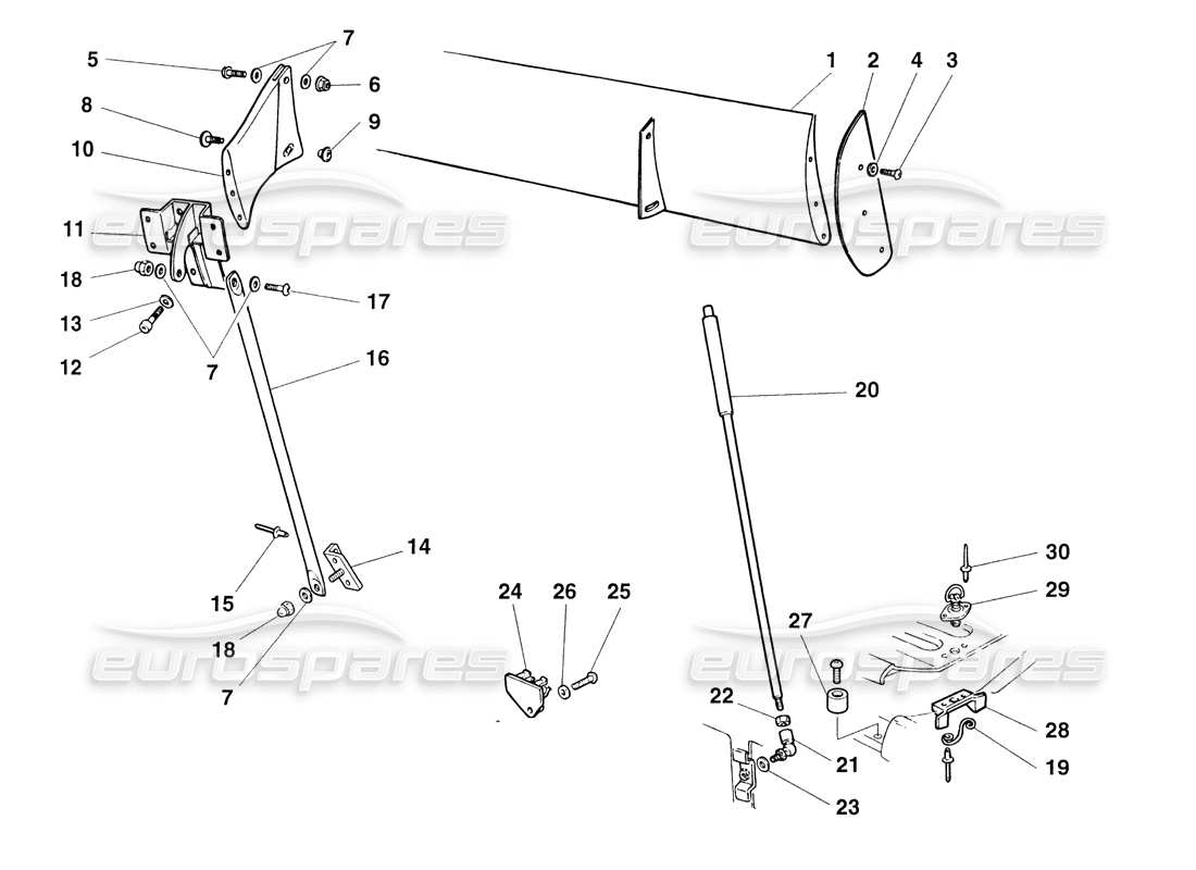 ferrari 355 challenge (1999) diagramma delle parti dell'ala posteriore