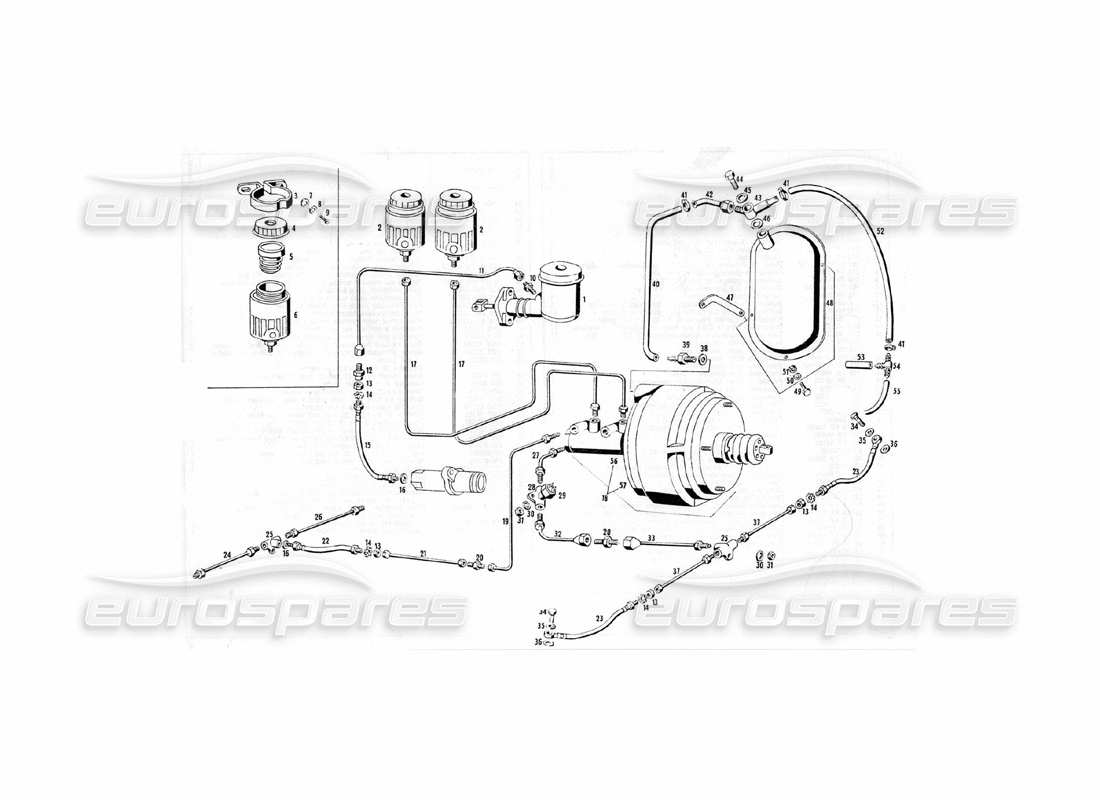 maserati indy 4.2 diagramma delle parti del controllo del freno