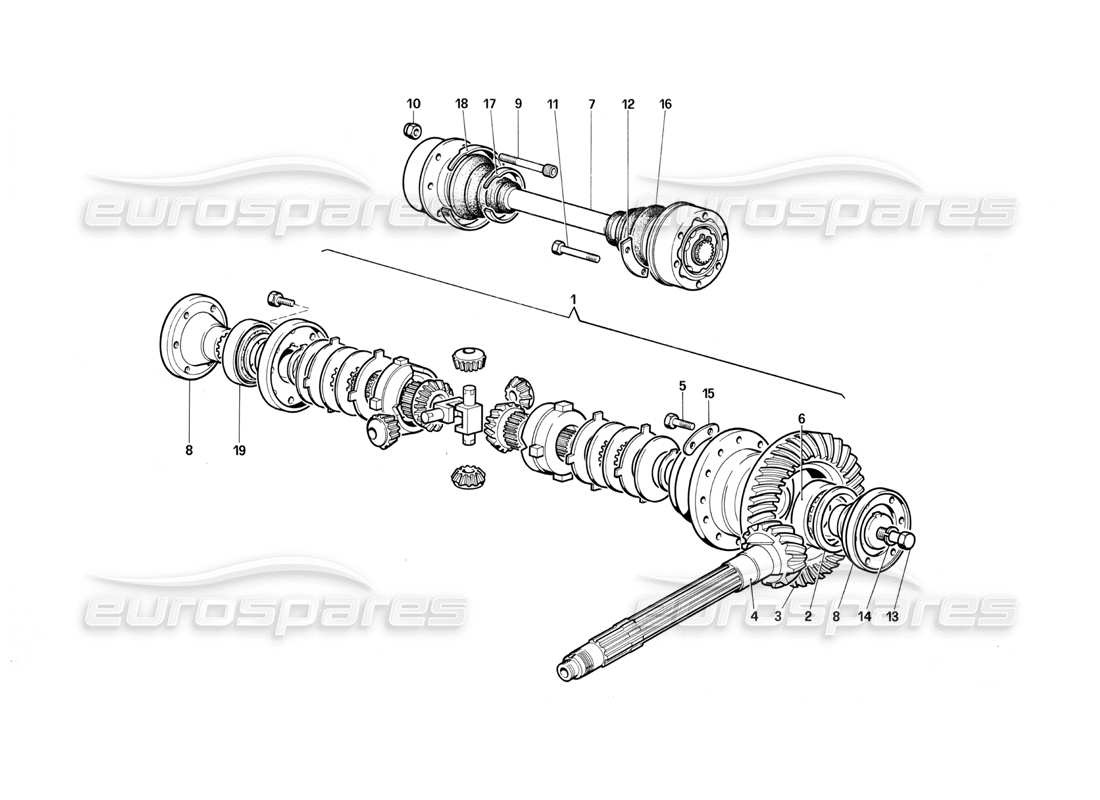 ferrari testarossa (1987) differenziale e semiassi diagramma delle parti