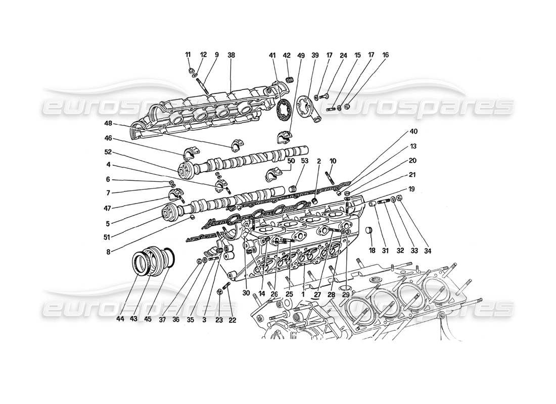 ferrari 288 gto testata (destra) diagramma delle parti