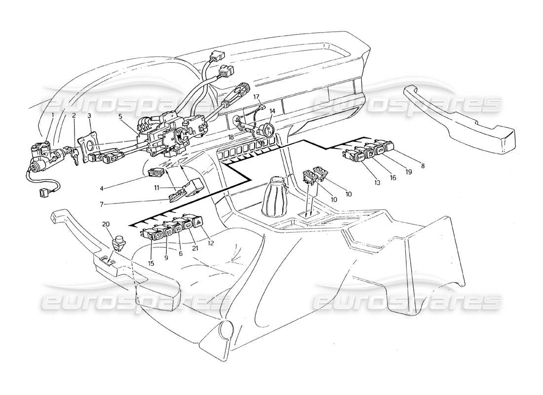 maserati 2.24v interruttori e diagramma delle parti dello sterzo