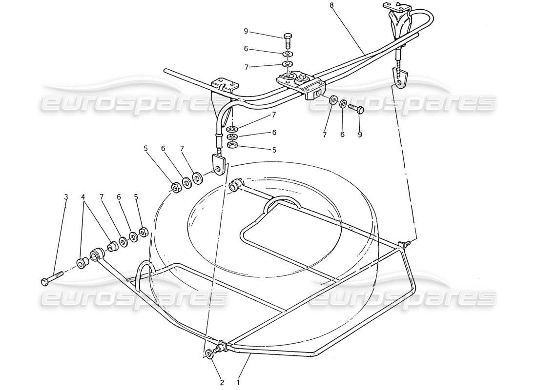 maserati 222 / 222e biturbo dispositivo sollevamento ruota di scorta diagramma delle parti