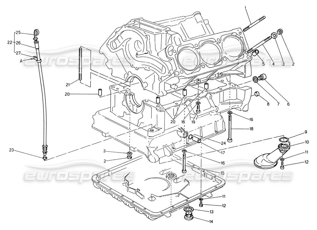 maserati 222 / 222e biturbo fissaggio degli accessori per blocchi di sabbia diagramma delle parti