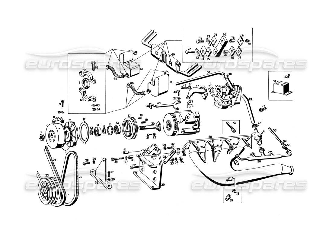 maserati bora (usa variants) inquinamento atmosferico 1972 diagramma delle parti