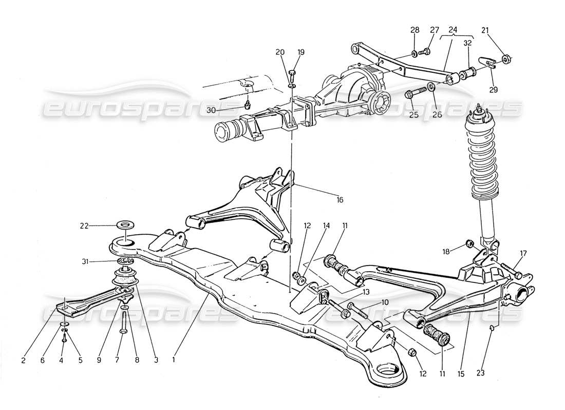 maserati 2.24v diagramma delle parti della sospensione posteriore