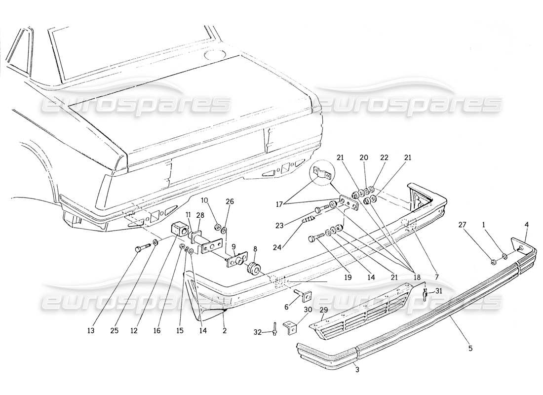 maserati karif 2.8 schema delle parti paraurti posteriore