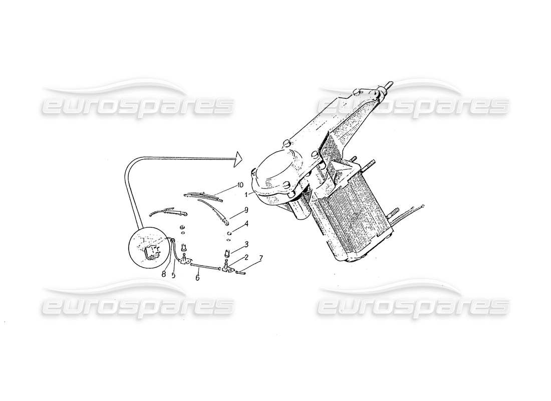 ferrari 330 gt 2+2 (coachwork) schema delle parti del motorino del tergicristallo