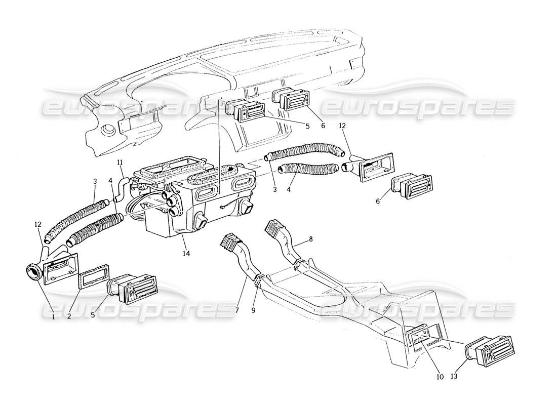 maserati karif 2.8 ventilazione diagramma delle parti