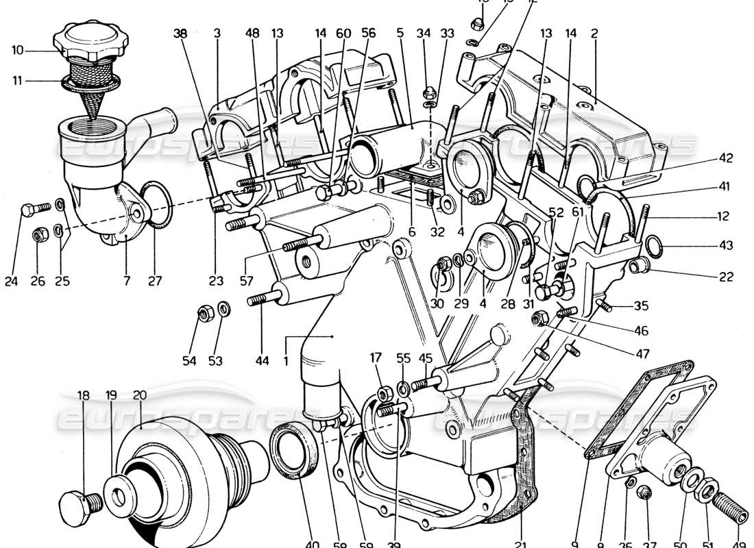 ferrari 365 gt4 2+2 (1973) diagramma delle parti dell'ingranaggio della valvola