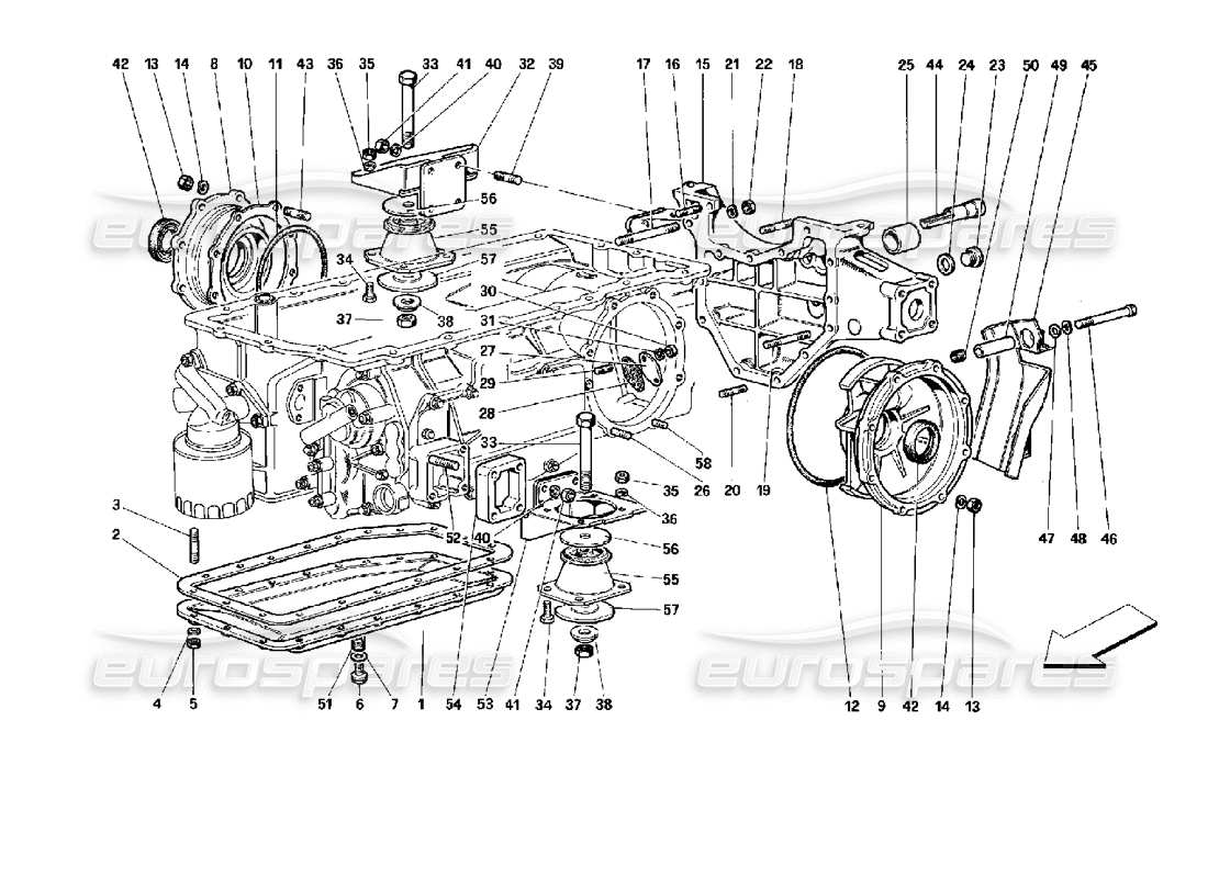 ferrari 512 tr riduttore: schema delle parti di montaggio e coperture