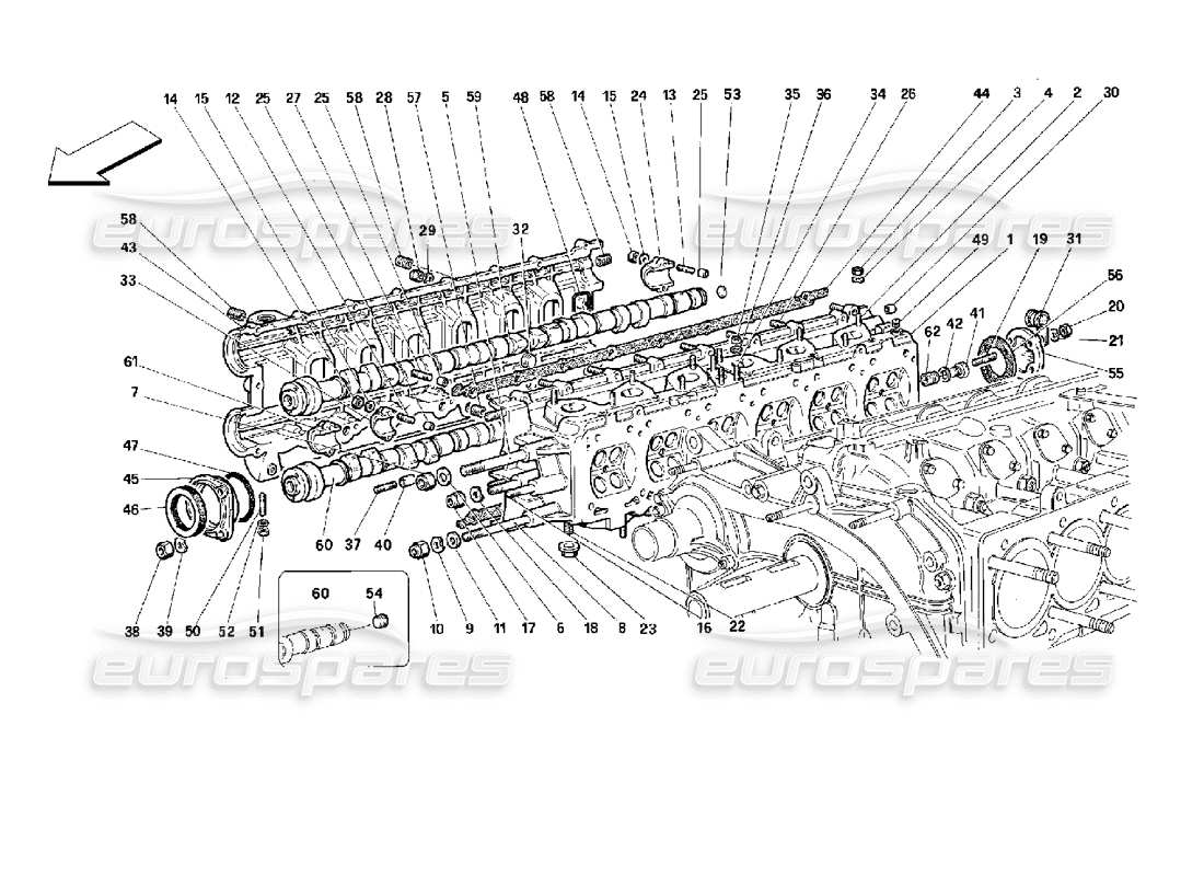 ferrari 512 tr schema delle parti della testata destra