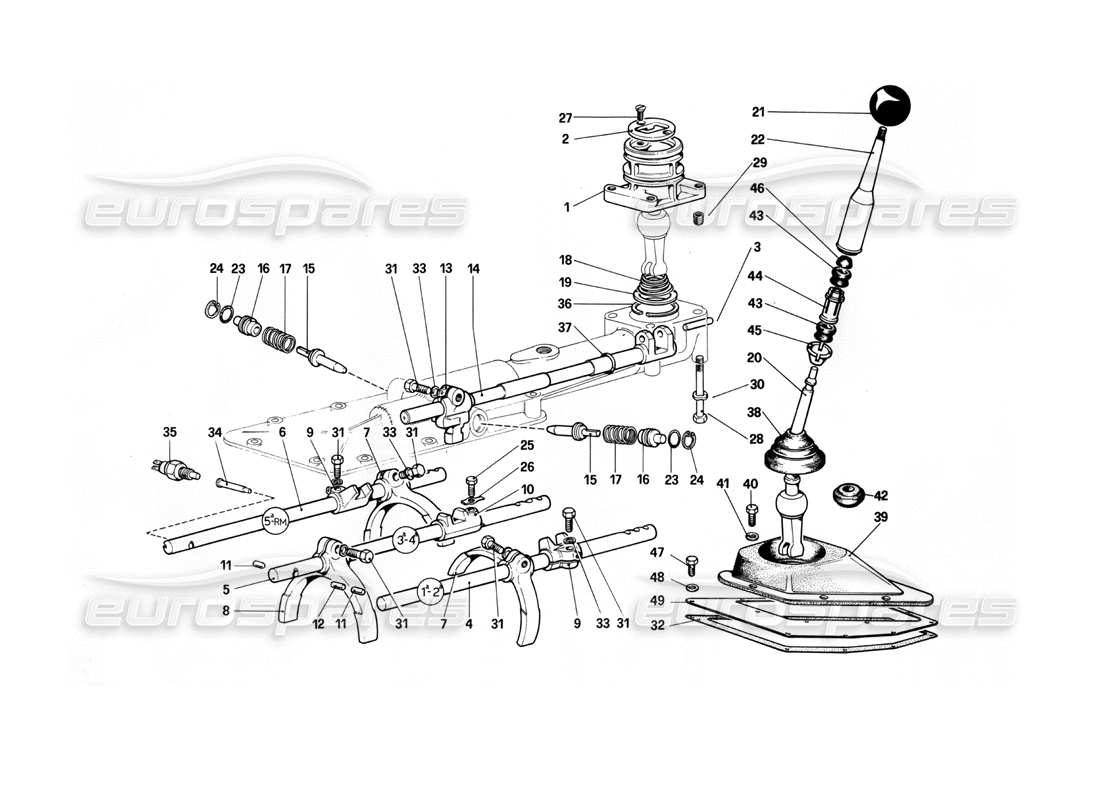 ferrari 412 (mechanical) comandi interni ed esterni del cambio - 412 m. diagramma delle parti