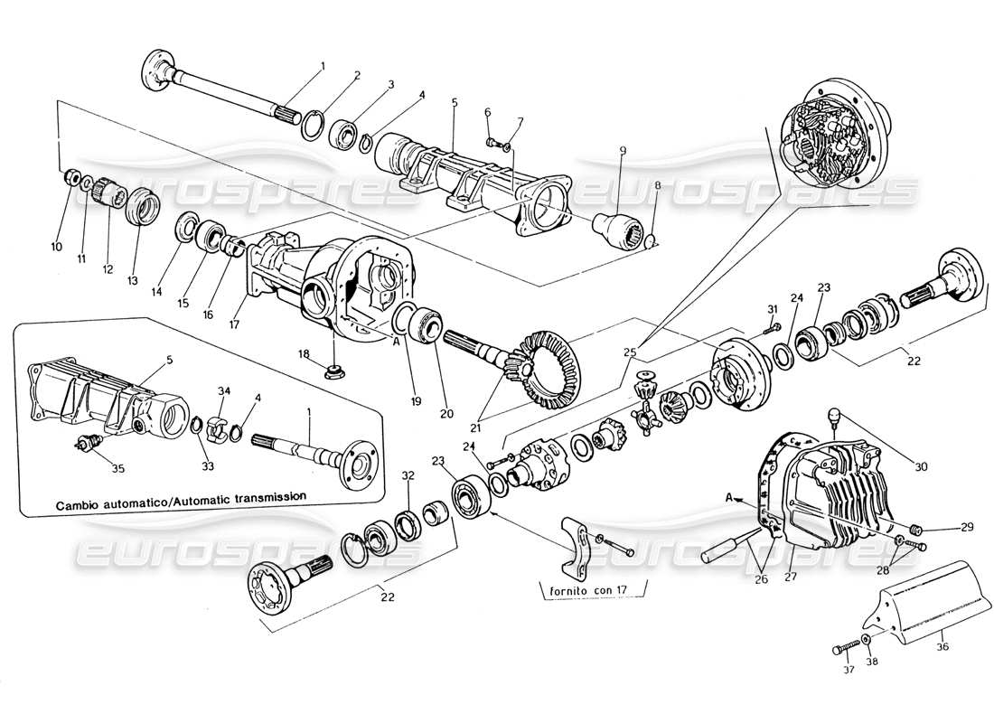 maserati 222 / 222e biturbo differenziale diagramma delle parti
