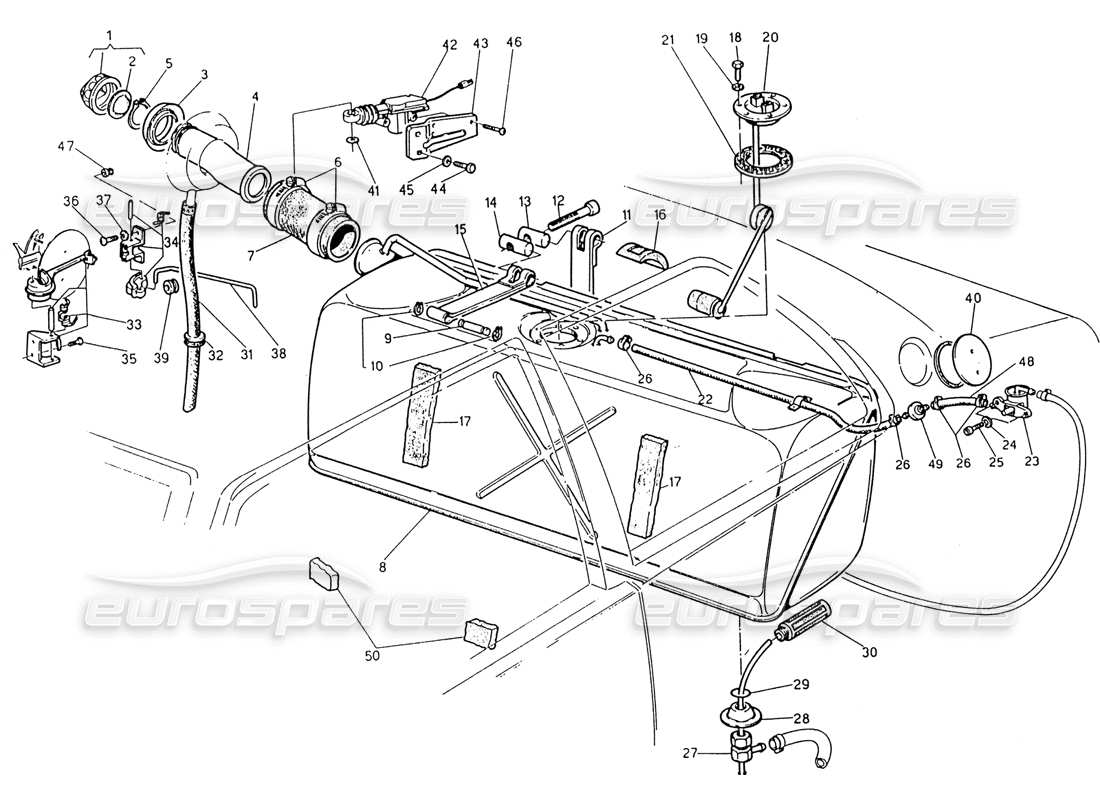 maserati 222 / 222e biturbo serbatoio di carburante diagramma delle parti